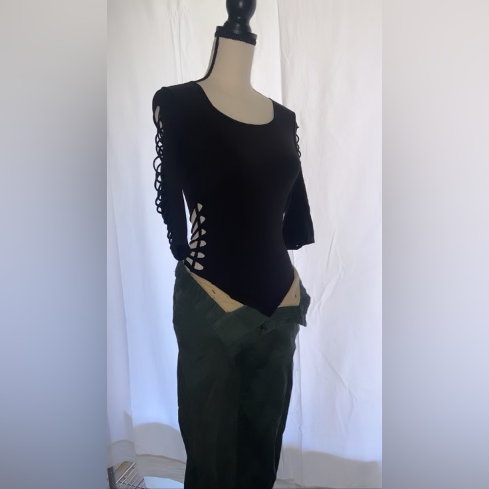 Black VS cutout body suit
